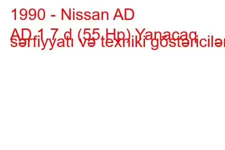 1990 - Nissan AD
AD 1.7 d (55 Hp) Yanacaq sərfiyyatı və texniki göstəricilər