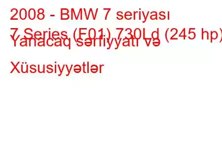 2008 - BMW 7 seriyası
7 Series (F01) 730Ld (245 hp) Yanacaq sərfiyyatı və Xüsusiyyətlər