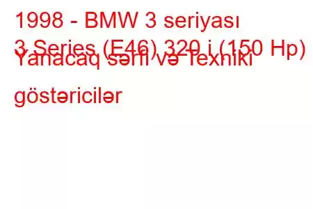 1998 - BMW 3 seriyası
3 Series (E46) 320 i (150 Hp) Yanacaq sərfi və Texniki göstəricilər