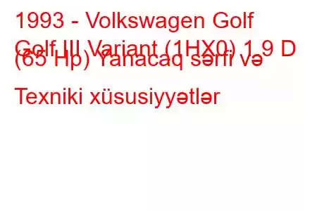 1993 - Volkswagen Golf
Golf III Variant (1HX0) 1.9 D (65 Hp) Yanacaq sərfi və Texniki xüsusiyyətlər