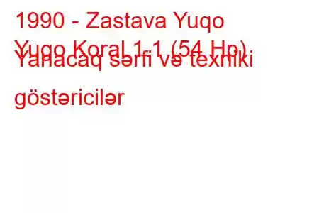 1990 - Zastava Yuqo
Yugo Koral 1.1 (54 Hp) Yanacaq sərfi və texniki göstəricilər