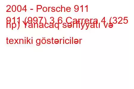 2004 - Porsche 911
911 (997) 3.6 Carrera 4 (325 hp) Yanacaq sərfiyyatı və texniki göstəricilər