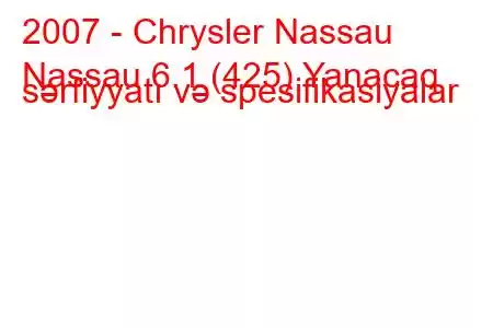 2007 - Chrysler Nassau
Nassau 6.1 (425) Yanacaq sərfiyyatı və spesifikasiyalar