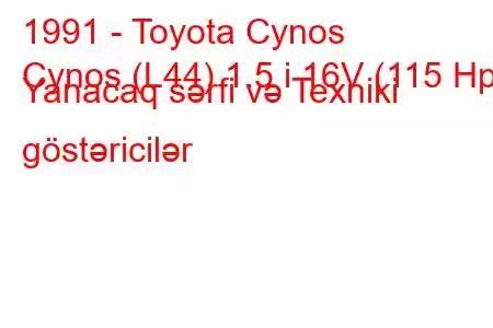 1991 - Toyota Cynos
Cynos (L44) 1.5 i 16V (115 Hp) Yanacaq sərfi və Texniki göstəricilər