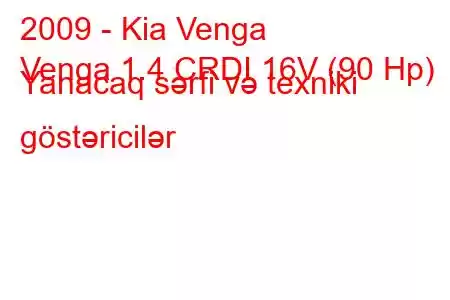 2009 - Kia Venga
Venga 1.4 CRDI 16V (90 Hp) Yanacaq sərfi və texniki göstəricilər