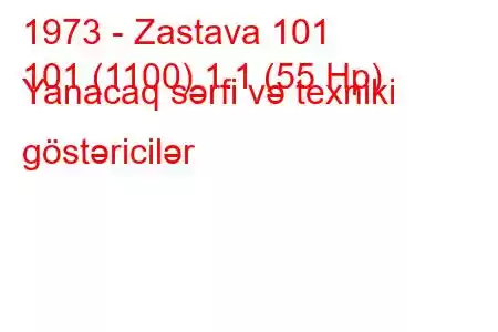 1973 - Zastava 101
101 (1100) 1.1 (55 Hp) Yanacaq sərfi və texniki göstəricilər
