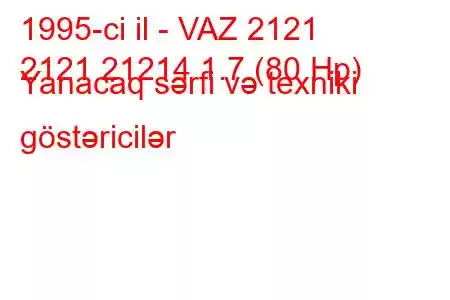 1995-ci il - VAZ 2121
2121 21214 1.7 (80 Hp) Yanacaq sərfi və texniki göstəricilər