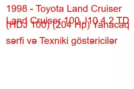 1998 - Toyota Land Cruiser
Land Cruiser 100 J10 4.2 TD (HDJ 100) (204 Hp) Yanacaq sərfi və Texniki göstəricilər