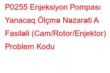 P0255 Enjeksiyon Pompası Yanacaq Ölçmə Nəzarəti A Fasiləli (Cam/Rotor/Enjektor) Problem Kodu