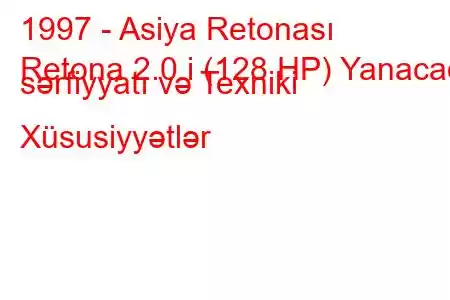 1997 - Asiya Retonası
Retona 2.0 i (128 HP) Yanacaq sərfiyyatı və Texniki Xüsusiyyətlər