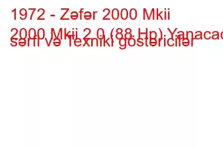 1972 - Zəfər 2000 Mkii
2000 Mkii 2.0 (88 Hp) Yanacaq sərfi və Texniki göstəricilər