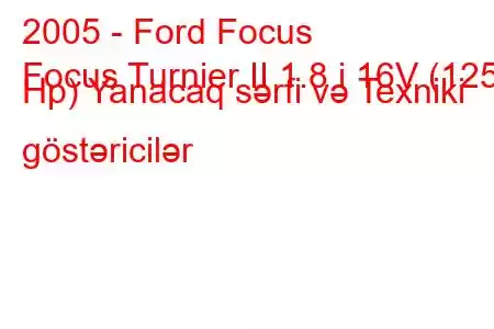 2005 - Ford Focus
Focus Turnier II 1.8 i 16V (125 Hp) Yanacaq sərfi və Texniki göstəricilər