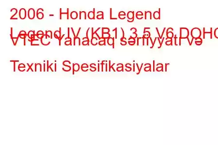 2006 - Honda Legend
Legend IV (KB1) 3.5 V6 DOHC VTEC Yanacaq sərfiyyatı və Texniki Spesifikasiyalar