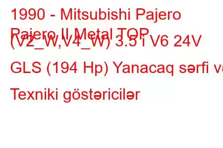 1990 - Mitsubishi Pajero
Pajero II Metal TOP (V2_W,V4_W) 3.5 i V6 24V GLS (194 Hp) Yanacaq sərfi və Texniki göstəricilər