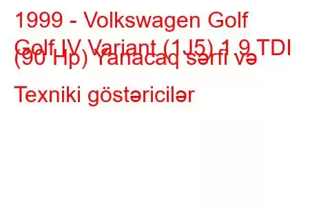 1999 - Volkswagen Golf
Golf IV Variant (1J5) 1.9 TDI (90 Hp) Yanacaq sərfi və Texniki göstəricilər