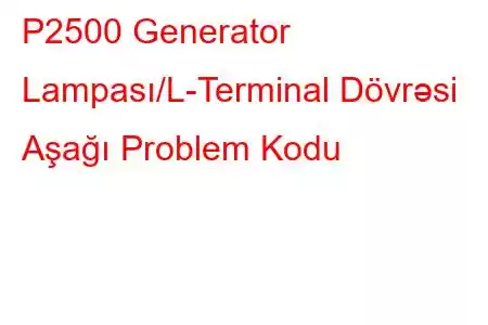 P2500 Generator Lampası/L-Terminal Dövrəsi Aşağı Problem Kodu