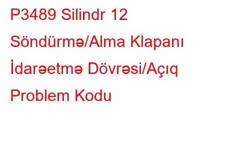 P3489 Silindr 12 Söndürmə/Alma Klapanı İdarəetmə Dövrəsi/Açıq Problem Kodu