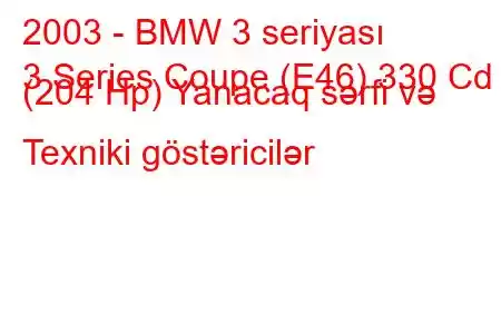 2003 - BMW 3 seriyası
3 Series Coupe (E46) 330 Cd (204 Hp) Yanacaq sərfi və Texniki göstəricilər