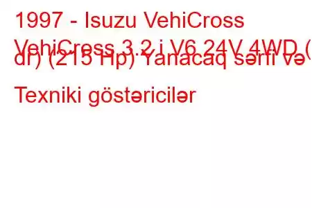 1997 - Isuzu VehiCross
VehiCross 3.2 i V6 24V 4WD (3 dr) (215 Hp) Yanacaq sərfi və Texniki göstəricilər