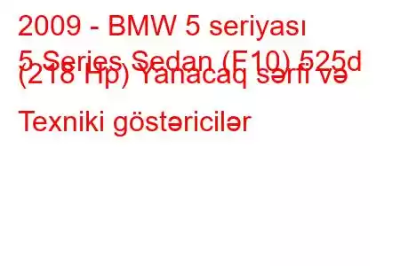 2009 - BMW 5 seriyası
5 Series Sedan (F10) 525d (218 Hp) Yanacaq sərfi və Texniki göstəricilər