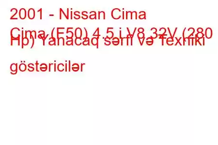 2001 - Nissan Cima
Cima (F50) 4.5 i V8 32V (280 Hp) Yanacaq sərfi və Texniki göstəricilər