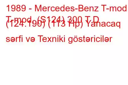 1989 - Mercedes-Benz T-mod.
T-mod. (S124) 300 T D (124.190) (113 Hp) Yanacaq sərfi və Texniki göstəricilər