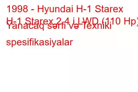 1998 - Hyundai H-1 Starex
H-1 Starex 2.4 i LWD (110 Hp) Yanacaq sərfi və Texniki spesifikasiyalar