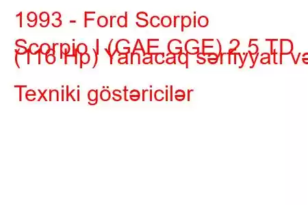 1993 - Ford Scorpio
Scorpio I (GAE,GGE) 2.5 TD (116 Hp) Yanacaq sərfiyyatı və Texniki göstəricilər