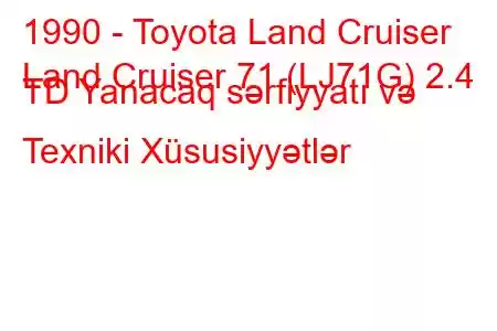 1990 - Toyota Land Cruiser
Land Cruiser 71 (LJ71G) 2.4 TD Yanacaq sərfiyyatı və Texniki Xüsusiyyətlər