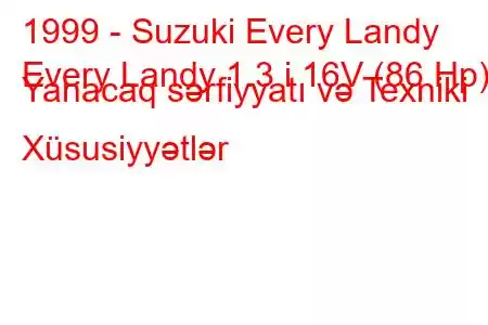 1999 - Suzuki Every Landy
Every Landy 1.3 i 16V (86 Hp) Yanacaq sərfiyyatı və Texniki Xüsusiyyətlər