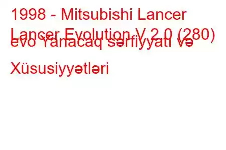 1998 - Mitsubishi Lancer
Lancer Evolution V 2.0 (280) evo Yanacaq sərfiyyatı və Xüsusiyyətləri