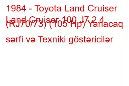 1984 - Toyota Land Cruiser
Land Cruiser 100 J7 2.4 (RJ70/73) (105 Hp) Yanacaq sərfi və Texniki göstəricilər