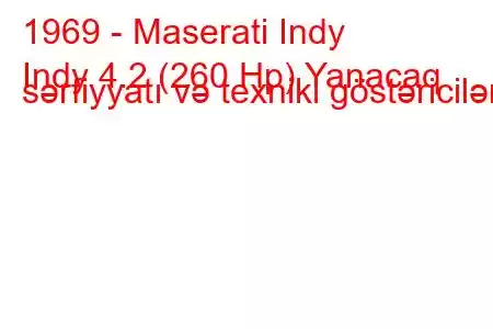 1969 - Maserati Indy
Indy 4.2 (260 Hp) Yanacaq sərfiyyatı və texniki göstəricilər