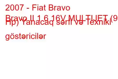 2007 - Fiat Bravo
Bravo II 1.6 16V MULTIJET (90 Hp) Yanacaq sərfi və Texniki göstəricilər