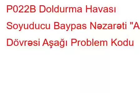 P022B Doldurma Havası Soyuducu Baypas Nəzarəti 