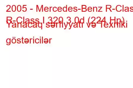 2005 - Mercedes-Benz R-Class
R-Class I 320 3.0d (224 Hp) Yanacaq sərfiyyatı və Texniki göstəricilər