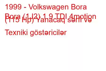 1999 - Volkswagen Bora
Bora (1J2) 1.9 TDI 4motion (115 Hp) Yanacaq sərfi və Texniki göstəricilər