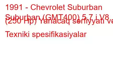 1991 - Chevrolet Suburban
Suburban (GMT400) 5.7 i V8 (250 Hp) Yanacaq sərfiyyatı və Texniki spesifikasiyalar