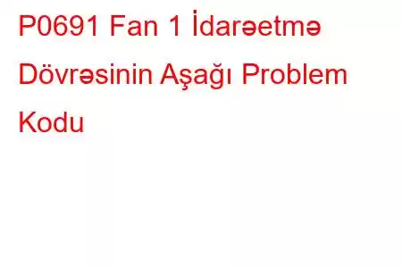 P0691 Fan 1 İdarəetmə Dövrəsinin Aşağı Problem Kodu