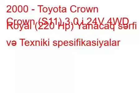 2000 - Toyota Crown
Crown (S11) 3.0 i 24V 4WD Royal (220 Hp) Yanacaq sərfi və Texniki spesifikasiyalar