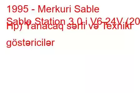 1995 - Merkuri Sable
Sable Station 3.0 i V6 24V (203 Hp) Yanacaq sərfi və Texniki göstəricilər