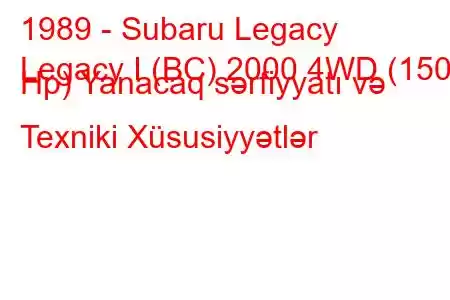 1989 - Subaru Legacy
Legacy I (BC) 2000 4WD (150 Hp) Yanacaq sərfiyyatı və Texniki Xüsusiyyətlər