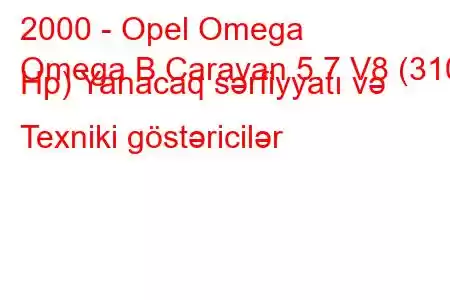 2000 - Opel Omega
Omega B Caravan 5.7 V8 (310 Hp) Yanacaq sərfiyyatı və Texniki göstəricilər