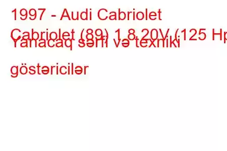 1997 - Audi Cabriolet
Cabriolet (89) 1.8 20V (125 Hp) Yanacaq sərfi və texniki göstəricilər