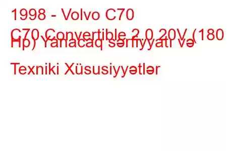 1998 - Volvo C70
C70 Convertible 2.0 20V (180 Hp) Yanacaq sərfiyyatı və Texniki Xüsusiyyətlər