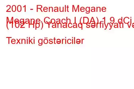 2001 - Renault Megane
Megane Coach I (DA) 1.9 dCi (102 Hp) Yanacaq sərfiyyatı və Texniki göstəricilər