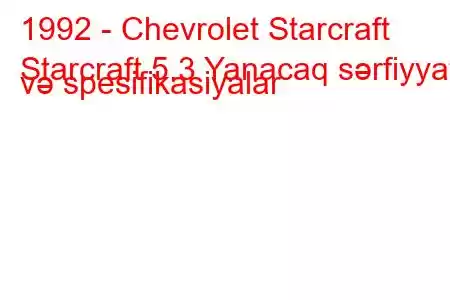 1992 - Chevrolet Starcraft
Starcraft 5.3 Yanacaq sərfiyyatı və spesifikasiyalar