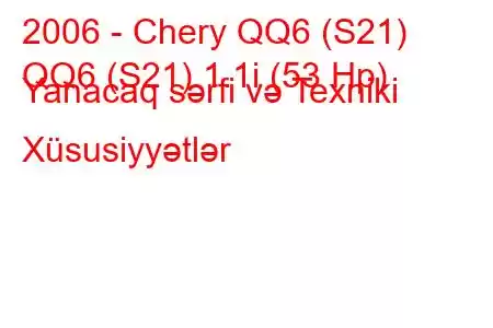 2006 - Chery QQ6 (S21)
QQ6 (S21) 1.1i (53 Hp) Yanacaq sərfi və Texniki Xüsusiyyətlər