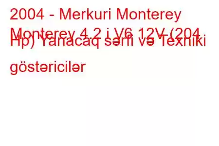 2004 - Merkuri Monterey
Monterey 4.2 i V6 12V (204 Hp) Yanacaq sərfi və Texniki göstəricilər