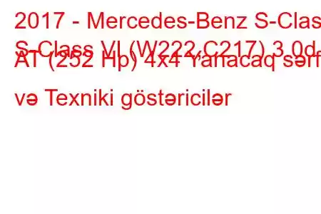 2017 - Mercedes-Benz S-Class
S-Class VI (W222,C217) 3.0d AT (252 Hp) 4x4 Yanacaq sərfi və Texniki göstəricilər